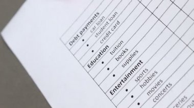 Aylık ev giderleri listesi için temel bir aylık bütçe. Ne kadar para geliyor var ve nasıl bu para harcanan bir bütçe gösterir