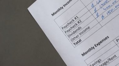 Aile bütçe oluşturma. Aylık giderleri. Mortgage, Kiralık, emlak vergileri, tabakaları ücreti, ev sigortası, faturalar (kablo, hücre, elektrik, su), araba kredisi ödeme, hayat sigortası, banka ücretleri, borç ödemeleri