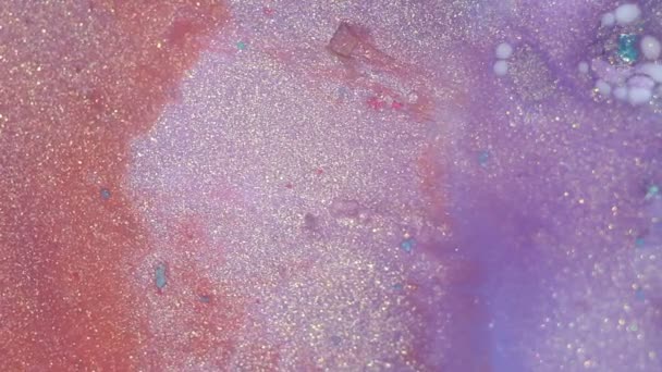 Roze Lila Paars Verf Vloeibare Glittery Textuur Abstracte Achtergrond Een — Stockvideo