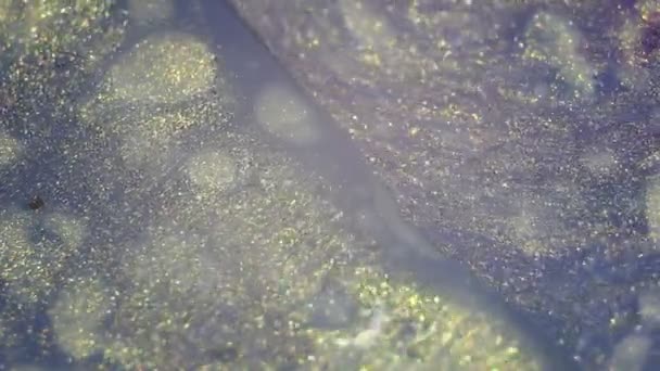 Gold Silver Brilliant Liquid Paint Flows Abstract Background Macro Motion — Stock Video