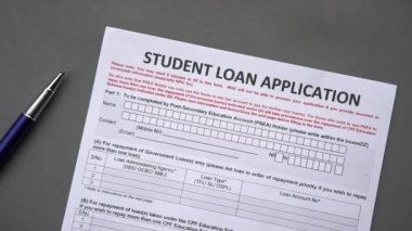 Öğrenci kredi başvuru formu. Kredi başvurusu bir kağıt sayfası