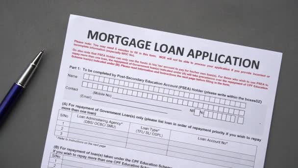 Mortgage Kredi Başvuru Formu Kredi Başvurusu Bir Kağıt Sayfası — Stok video