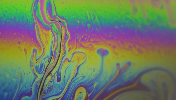 Vivid Rainbow Colour Swirls Soap Bubble Extreme Close Psychedelic Abstract — Stock Photo, Image