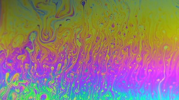 Vivid Rainbow Colour Swirls Soap Bubble Extreme Close Psychedelic Abstract — Stock Photo, Image