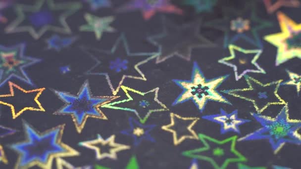 Holographic Stars Shiny Texture Rainbow Hologram Background — Stock Video