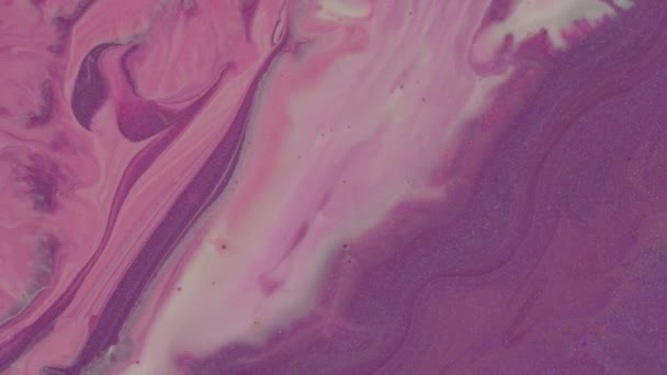 Flytande Lila Violett Rosa Och Vit Färg Mix Abstrakt Glitter — Stockvideo