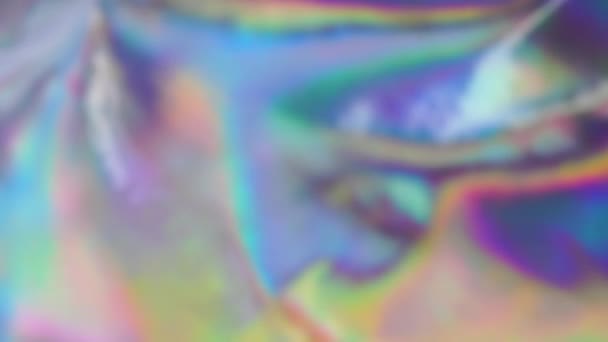 Hintergrund Des Regenbogen Hologramms Real Irisierende Holographische Oberfläche Bewegt Sich — Stockvideo