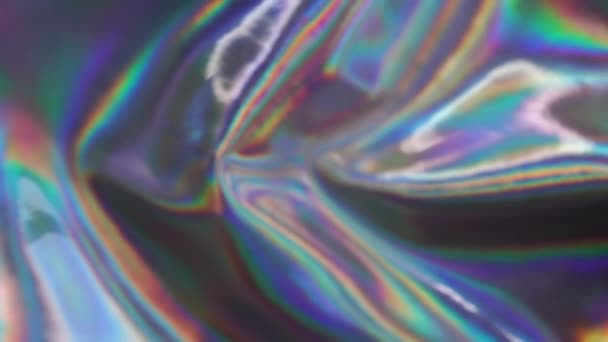 Rainbow Hologram Background Real Iridescent Holographic Surface Moving — Stock Video