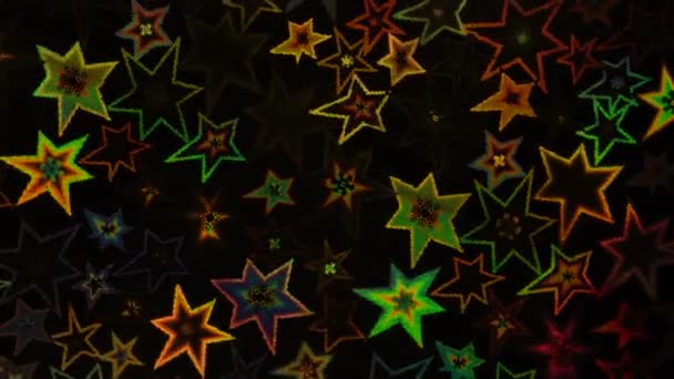 Ολογραφικό Φύλλο Πολύχρωμα Λαμπερά Αστέρια Και Ανακλαστικά Φώτα Διακοπές Υφή — Αρχείο Βίντεο