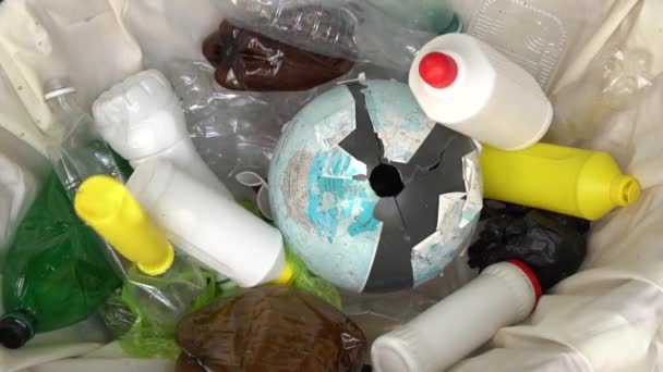 Znečištění Plastů Recyklace Nulový Odpad Znečištění Plastů Akumulace Syntetických Plastových — Stock video