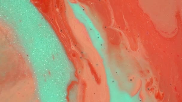 Coral Laranja Mãe Turquesa Pérola Tons Azuis Glitter Textura Cosmética — Vídeo de Stock