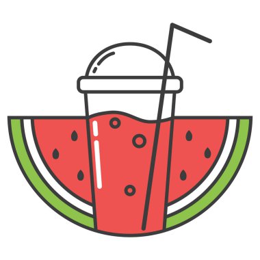 Karpuz taze sebze. Simge suyu karpuz, detoks. Düz stil vektör çizim.