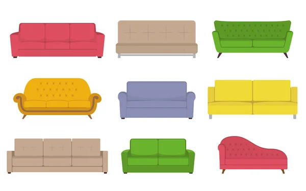 Set vettoriale colorato divano. Collezione di illustrazione divano . — Vettoriale Stock