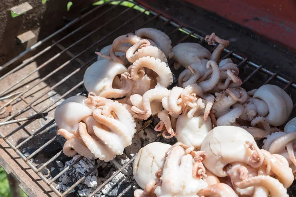 Cooking Grilled Polyps — Stock Photo, Image