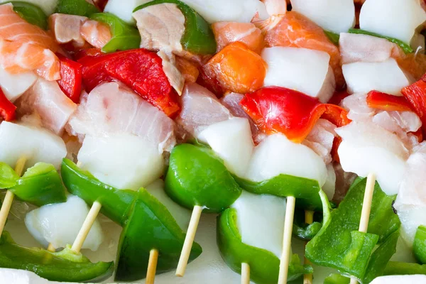 Fish Vegetable Kebabs — Stock Photo, Image