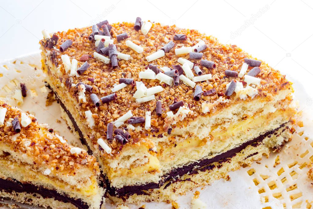 Cream cake with hazelnuts