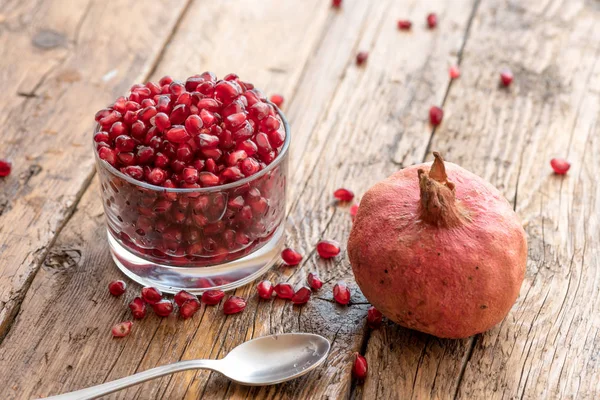 Pomegranate red grains view