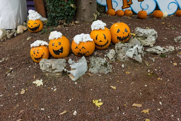Calabazas Naranja Para Fiesta Halloween —  Fotos de Stock