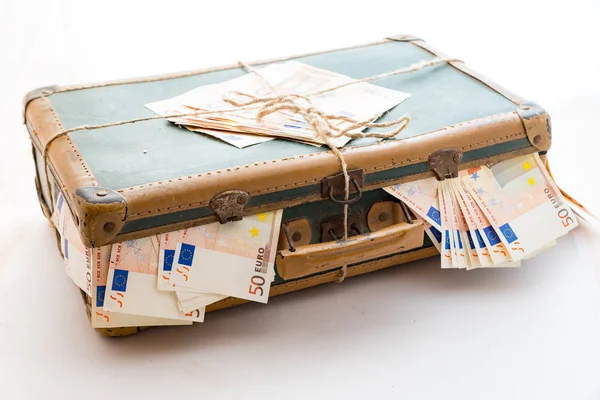 Suitcase Full Euro Banknotes — Stock Photo, Image