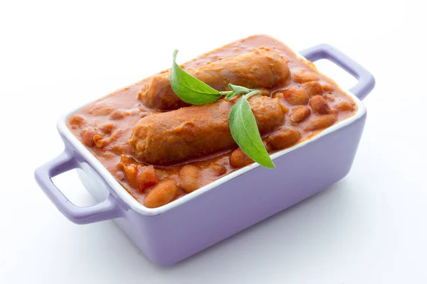 Baked Beans Sausages — Stock Photo, Image