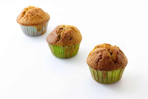 Muffins Med Vit Bakgrund — Stockfoto