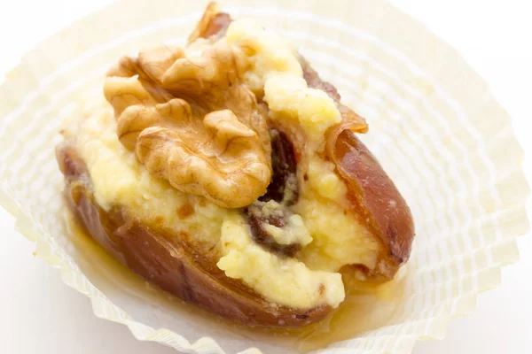 Dates Mascarpone Cheese Walnuts — Stock Photo, Image