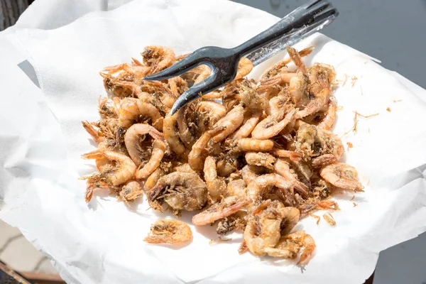 Savoureuse Vue Sur Les Crevettes Frites — Photo