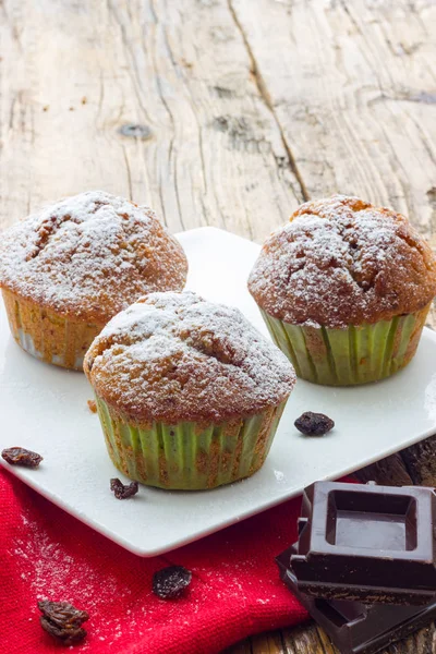 Muffins Uma Mesa Madeira — Fotografia de Stock