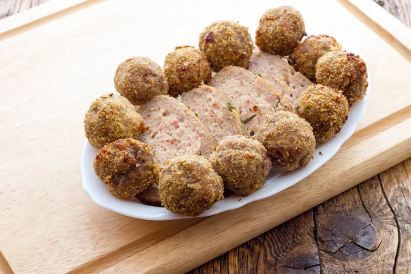 Almôndegas Carne Frita Óleo — Fotografia de Stock