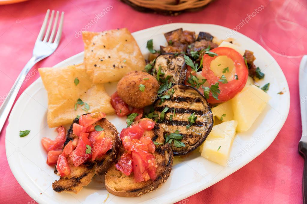Plate with Sicilian specialties