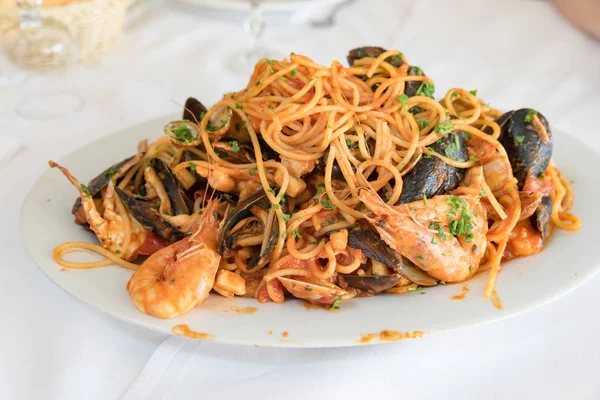 Espaguete Com Vista Frutos Mar — Fotografia de Stock