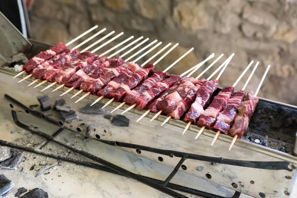 Gătit Abruzzesi arrosticini view — Fotografie, imagine de stoc