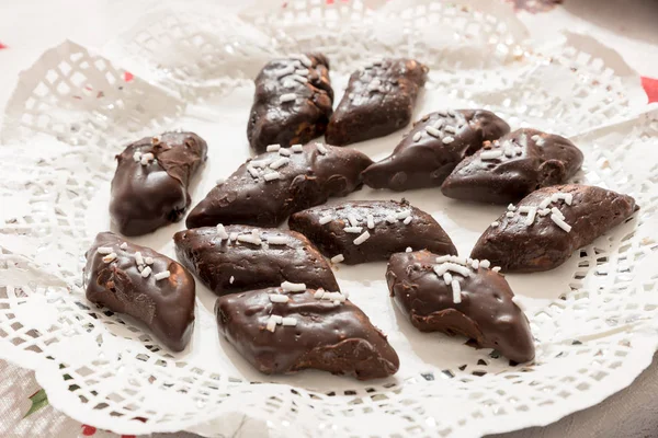 Leckere Kekse Mit Schokolade Überzogen — Stockfoto