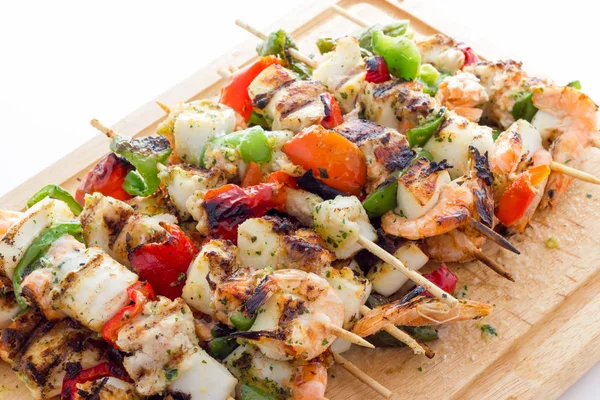 Pesce e verdure kebab — Foto Stock