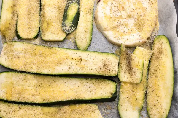 Grillad Zucchini Med Olja Och Vitlök — Stockfoto