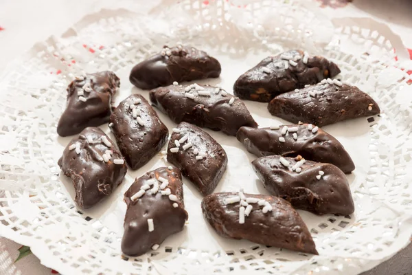 Schokoladenüberzogene Kekse Ansicht — Stockfoto