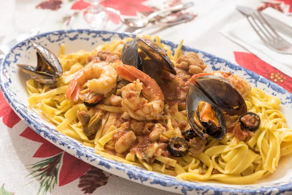 Spaghetti Seafood View — Stock Photo, Image