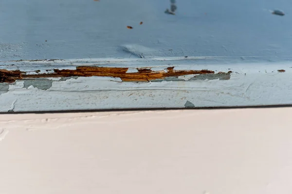剥離木材をクローズアップ塗装 — ストック写真
