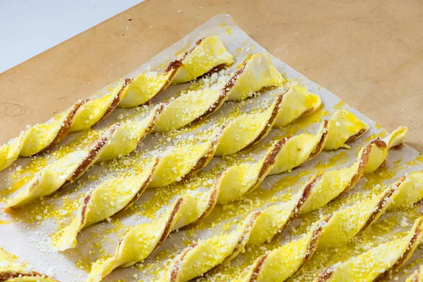 Breadsticks with bacon view — Stock Photo, Image