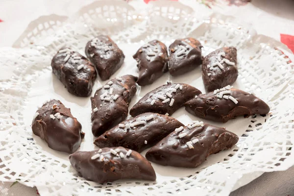 Leckere Schokolade Bedeckte Kekse Ansicht — Stockfoto