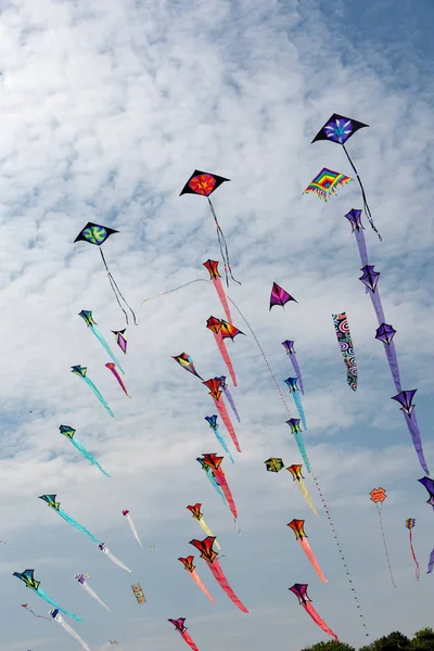 Pipas com céu azul e nuvens brancas — Fotografia de Stock