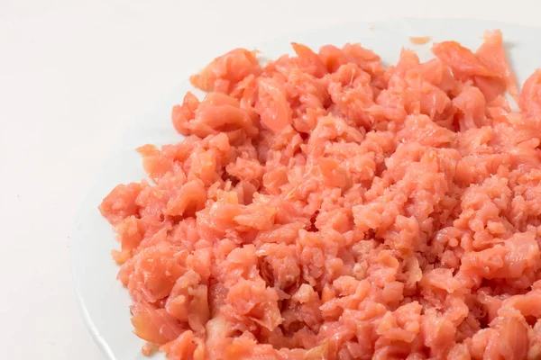 Salmon cincang lezat tutup — Stok Foto
