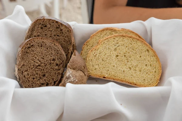 Basket Black White Bread — Stock Photo, Image