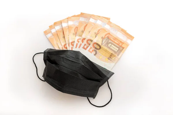 Covid Masken Und Geld — Stockfoto