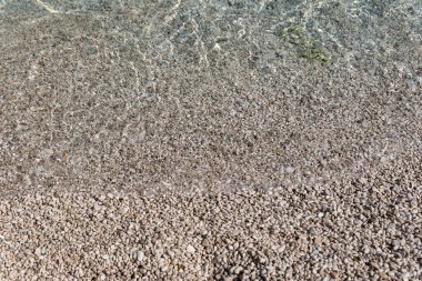 Çakıl taşlı sahilde deniz dalgaları