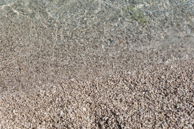 Çakıl taşlı sahilde deniz dalgaları