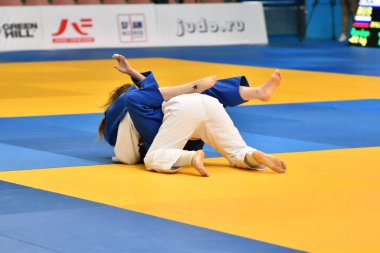 Orenburg, Rusya Federasyonu - Mayıs 12-13 yıl 2018: kız rekabet Judo Avrupa Judo Cu için