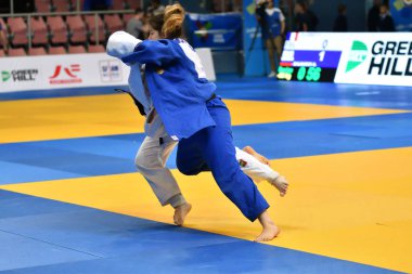 Orenburg, Rusya Federasyonu - Mayıs 12-13 yıl 2018: kız rekabet Judo Avrupa Judo Cu için
