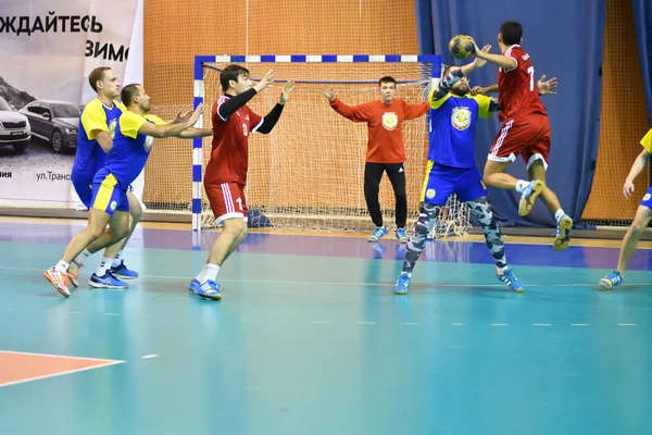 Orenburg Rússia February13 2018 Ano Meninos Jogam Handebol Torneio Internacional — Fotografia de Stock