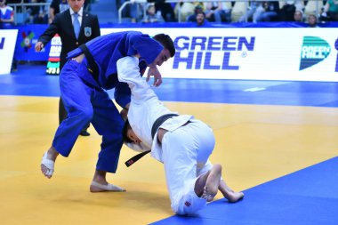 Orenburg, Rusya Federasyonu - Mayıs 12-13 yıl 2018: Boys rekabet Judo Avrupa Judo Cu için